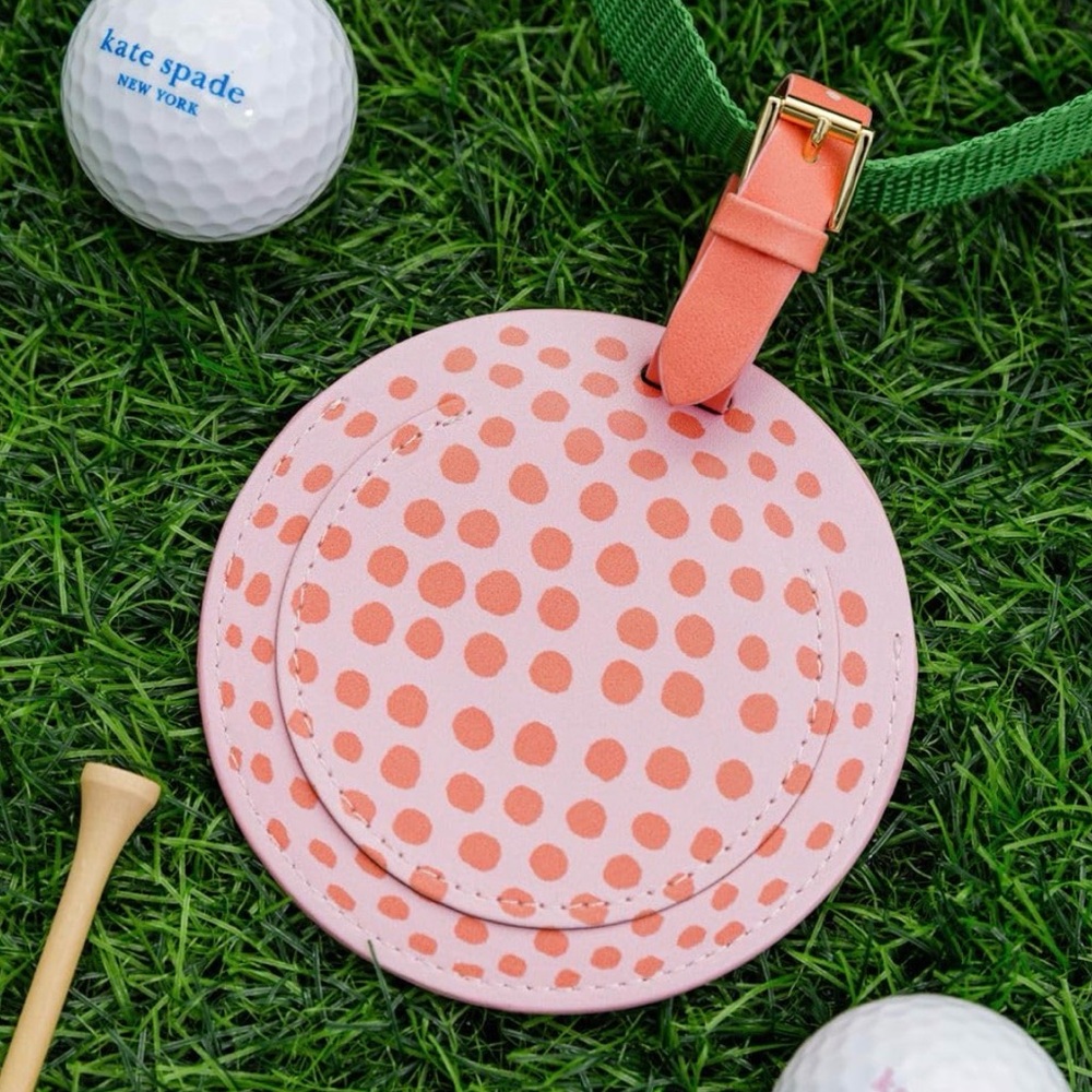Kate Spade Pink and Orange Golf Ball Luggage Tag